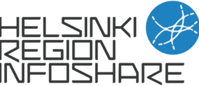 Image reads Helsinki Region Infoshare. Top right corner shows a blue ball with white dotted lines.