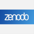 Blue gradient background, Zenodo written in white font