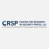 CRSP Center for Research in security prices, LLC, written in dark blue font