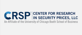 CRSP Center for Research in security prices, LLC, written in dark blue font