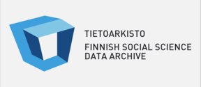Blue cube-like logotype, Tietoarkisto and Finnish Social Sciences Data Archive written on the right of the logotype