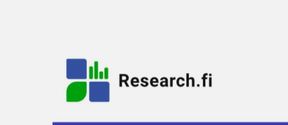 Logo of research.fi - reads research.fi with a four square logo with blue squares in top left and bottom right and green figures in opposite corners